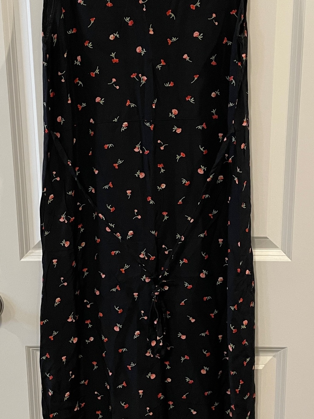 GAP Black Floral Print Midi Dress with Pink & Red Flowers